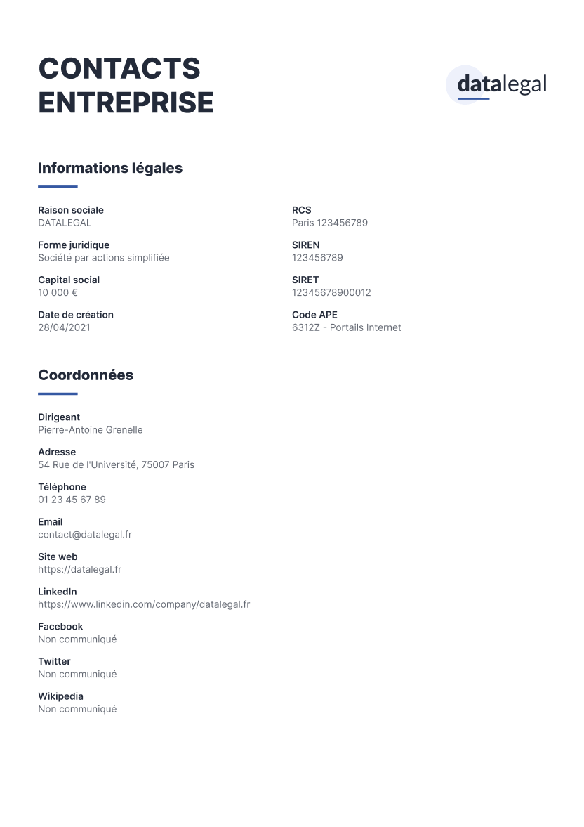 Document Contacts entreprise