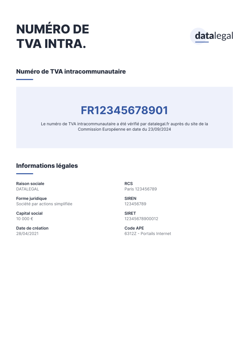 Document Numéro de TVA